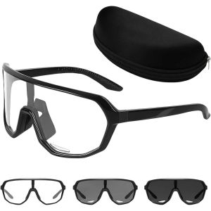 Lunettes De V&eacute;lo Pour Homme Et Femme - Lunettes De Sport Photochromiques Pour Cyclisme, Course &Agrave; Pied, Lunettes De V&eacute;lo Photochromiques Avec &Eacute;tui - L&eacute;g&egrave;res Et Confortables[Z2975] - Neuf