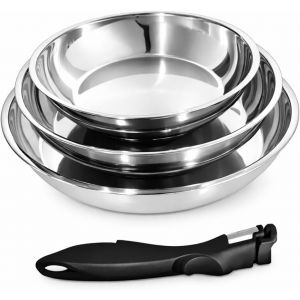 Subzonal-Set De 3 Po&ecirc;les En Inox Haute Qualit&eacute; - Induction & Four, Poign&eacute;e Amovible, Cuisson Saine - 20/24/28 Cm - Neuf
