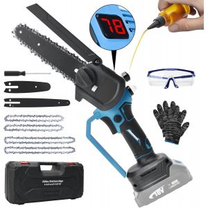 MEVRONISSHOP-Mini Tron&ccedil;onneuse 8 et 6 Pouces, Tronconneuse Electrique Sans Balais Compatible avec Batterie Makita 18V, Avec cha&icirc;nes en alliage tremp&eacute;, Tension de Cha&icirc;ne Sans Outil (Sans Batterie) - Neuf