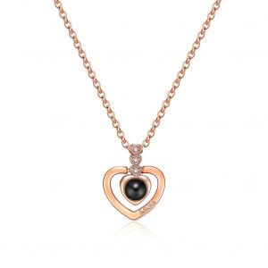 Pendentif En Forme De Cour En Cristal, Collier De Projection Pour Couple En Cuivre, Bijoux Cadeau (Or) - Neuf
