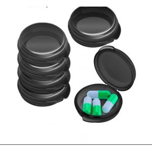 (Noir) Pack De 6 Portable De Petites Boîtes De Pilules Pour Le Quotidien Sac À Main Mini De Voyage Boîte À Pilules Médecine Organisateur De La Boîte De Bouchons D'oreilles - Neuf