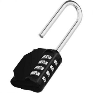 Cadenas à code extérieur long pour portail, abri de jardin, cadenas à combinaison longue à 4 gros chiffres, serrure combinée noire - Neuf
