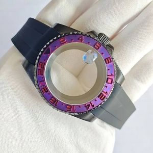 Gstuff-Bo&icirc;tier De Montre Sub En Verre Saphir &Eacute;tanche,Couvercle Arri&egrave;re,Bracelet Fermoir,Ensemble De Bracelets En Silicone,Noir,40mm,Compatible Avec Nh34,Nh35,Nh36.Gmt Purple.28.5mm - Neuf