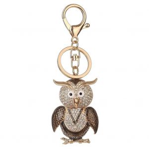 Strass Porte-Cl&eacute;s Porte-Cl&eacute;s Bague Mode Mignon Hibou Porte-Cl&eacute;s Porte-Cl&eacute;s Sac D&eacute;coration (Caf&eacute;) - Neuf