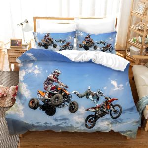 X Cm Microfibre Housse De Couette Fermeture &iquest;&iquest;Clair Doux Confortable Parure De Lit Pas Cher Moto Cross Housse De Couette X Garcon + X Taies D'oreiller Xcm - Neuf