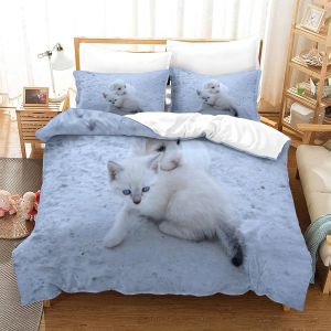 Chiot Et Chaton Pcs Housse De Couette Ensemble De Housse De Couette Imprim&iquest;&iquest; D Taie D'oreiller Parure De Lit Linge De Lit Double&pound;&iquest;Xcm&pound;&copy; - Neuf