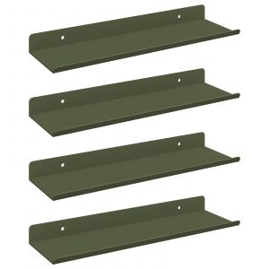 vidaXL &Eacute;tag&egrave;re Murale avec &eacute;tag&egrave;re 4 pcs Vert olive 30 x 9 x 2,5 cm - Neuf