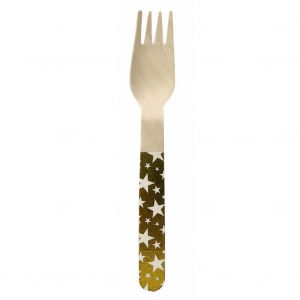 Hjlian Ensemble De Couteaux, Cuilleres Et Fourchettes Jetables A Paillettes Dorees Pour Decoration De Fete, Gateaux, Fruits, Vaisselle (Fourchette Etoile) - Neuf