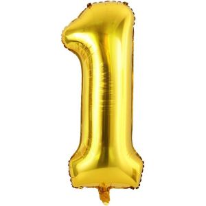 32 Inch Number Balloon 1 Gold, Number Balloon 1 Year Decoration Birthday, Balloon 1 Number Party Deco 86 Cm - Neuf