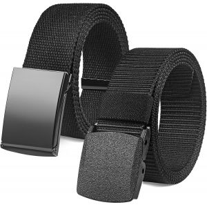 Tzf-2pcs Ceinture En Nylon Pour Hommes - Boucle En Métal Et Plastique, De Travail, Sport En Extérieur, Réglable En Tissu Sans Trous - Neuf