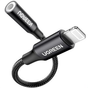 KALANKA-Adaptateur Lightning Jack 3.5mm MFi Certifi&eacute; TRRS Compatible avec iPhone 14 Plus Pro Max 13 12 Mini 11 SE XR XS Max X iPad (Noir) - Neuf