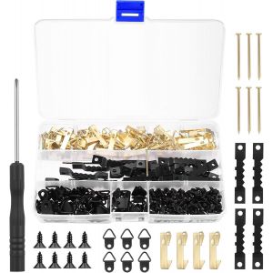 KALANKA-351 Pi&egrave;ces Accroche Tableau Mural, Attache Cadre, Crochet Tableau Mural, Attache Tableaux, Fixation Tableaux Crochet pour Cadres Photos Miroirs, avec Crochets en Dents de Scie, Clous et Outil - Neuf