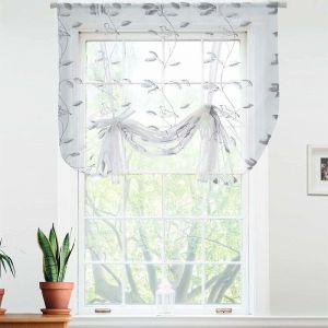 Rideau Brise-Bise Romains Voilage Tissu Rideau Court En Broderie Pour Cuisine Salon Chambre - Neuf