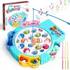 PLAY-Hcheng Jeu De Pêche Jeux De Société Musical Magnétique Poisson Jouets Avec 4 Cannes À Pêche Pour Les Enfants 3 4 5 Ans (Couleur Aléatoire) - Neuf