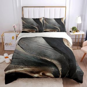 Paillettes D'or Housse De Couette D Imprim&eacute;,Conception Noire X Cmsets Housse De Couette Enfant,Moderne Ensemblede Literie Avec, Fermeture &Agrave; Glissi&egrave;r - Neuf