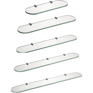TIANYI-&Eacute;tag&egrave;re de Salle de Bain en Verre Tremp&eacute; de 8 mm D'&eacute;paisseur avec Supports en Laiton Chrom&eacute;, 35 x 12 cm Bord Ovale Incurv&eacute; Etagere Verre, E3308-35HC - Neuf