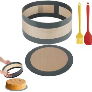 AYUHR-Lot de 2 tapis de cuisson en silicone avec brosses et grattoir en silicone, tapis rond rectangulaire anti-adhésif pour le fond du four, tapis de séchage de cuisine pour empêcher le gâteau de - Neuf