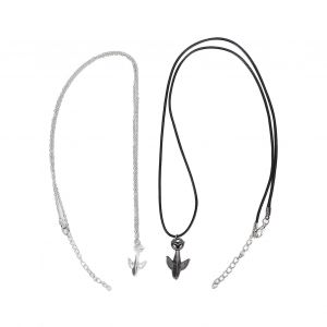 Collier Pour Couple, 2 Pieces, Pendentif En Forme De Baleine, Longueur Reglable, En Alliage, Noir Et Argent - Neuf