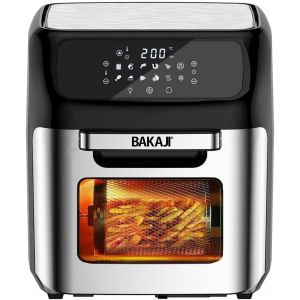 lbgwp60-Four Friteuse À Air Chaud Frigge Cuisinière Grille Sèche Sans Huile Airfryer Capacité 12 L Écran Led Tactile 12 Programmes Minuterie Réglage Température Puissance 1800 W (Argent) - Neuf