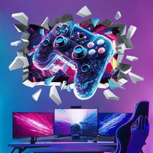 Stickers Muraux Gaming Breaking 3d Autocollants Muraux Poster Murale Sticker De Jeu Vidéo Contrôleur Decoration Pour Chambre Ado Garcon Gaming Room Garçon - Neuf