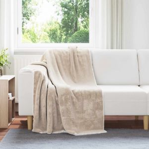 vidaXL Jet&eacute; Beige 130 x 150 cm Toison - Neuf