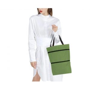 Chariot de courses pliable &agrave; deux niveaux avec roulettes - Vert, compact et polyvalent - Neuf