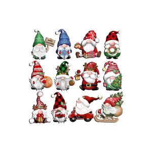 24 d&eacute;corations de sapin de No&euml;l en bois pour les f&ecirc;tes - 12 styles, personnalisables, faciles &agrave; accrocher - Neuf