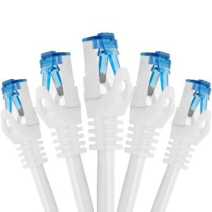 Ethernet Cable 5 Pieces-0.15 m CAT 7 Cable RJ45 15 cm LAN Gigabit Internet Cable CAT7 Network Cable White - Neuf