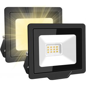 TIANYI-Projecteurs LED d'extérieur 10 W, lot de 2, blanc chaud, lumière de travail 1000 lm, lumière du jour, lumières de sécurité 4000K, étanche IP66 pour jardin, cour, pelouse, aire de jeux, stade. - Neuf