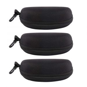3 &Eacute;tuis Rigides Pour Lunettes De Soleil Avec Fermeture Zip Et Clip Ceinture, Noir, Dimensions 16.5 X 7.5 Cm, Protection Optimale Pour Lunettes - Neuf