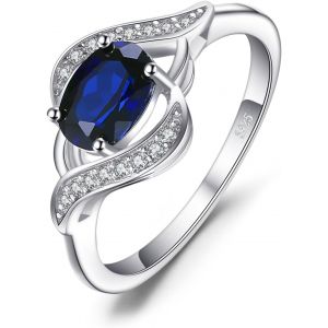 Tianyi-Ovale Bague Solitaire Saphi Bleu Synthetique En Argent 925 Pour Fille, Plaqué Or Jaune Plaqué Or Rose Bagues Pierre Femme Cubique Zircone, Ensemble Parure De Bijoux Cadeau D'anniversaire - Neuf