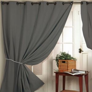 Homemaison - Rideau 100% Occultant Ignifug&eacute; M1 Non Feu Gris Gris Clair 140x260 Cm - Neuf