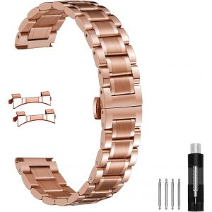 Kal-Quick Release Metal Chain Butterfly Clasp Bracelets 18 Mm 19 Mm 20 Mm 21 Mm 22 Mm 24 Mm Bracelet En Acier Inoxydable De Rechange - Neuf