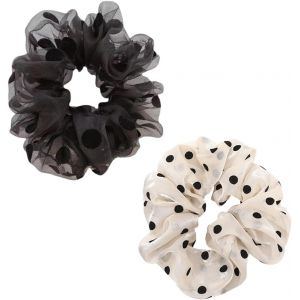 Elastiques &Agrave; Cheveux,&Eacute;lastiques &Agrave; Cheveux Pour Femmes, Grandes Attaches &Eacute;lastiques Pour Queue De Cheval, Accessoires Pour Cheveux Fran&ccedil;ais Pour Femmes (2 Pi&egrave;ces, Noir + Marron) - Neuf