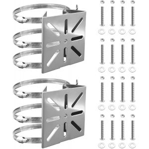 VornixorSarlshop-Support Cam&eacute;ra Ext&eacute;rieur 2 Ensembles Universel Montage sur Poteau Vertical 6 Anneaux R&eacute;glables pour Cam&eacute;ras de Vid&eacute;osurveillance Support Camera Exterieur Gouttiere - Neuf