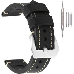 Kal-Bracelets De Montre En Cuir &Eacute;pais Pour Hommes, Bracelets De Montre En Cuir Cir&eacute; &Agrave; L'huile De Cheval Fou 20mm 22mm 24mm 26mm Plus De Couleurs - Neuf