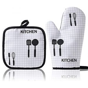 Lot De 2 Maniques Et Maniques Résistantes À La Chaleur, Idéales Pour La Cuisine, La Pâtisserie Et Le Micro-Ondes, Blanches - Neuf
