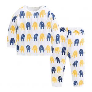 Pyjama A Manches Longues Pour Bebe, Imprime Elephant (Position D'impression Aleatoire) (73 Metres) - Neuf