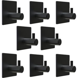Lot de 8 crochets muraux adhésifs pour serviette-En acier inoxydable SUS304-Étanche-Avec ruban adhésif puissant-Crochets 3M pour salle de bain,chambre à coucher,cuisine,placard - Neuf