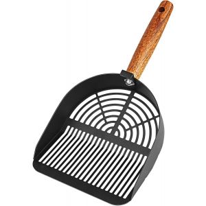 Pelle A Litiere Chat Metal,Pelles À Litière Pour Chats Espacement Différent Des Trous,Pelle À Litière Avec Manche En Bois Pour Utilisé Pour Nettoyer Les Excréments Des Animaux (Noir) - Neuf