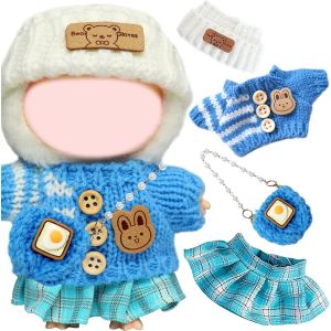 Lot de 4 v&ecirc;tements pour poup&eacute;es de 17 cmmini accessoires en pelucheensemble d'accessoires en pelucheavec haut en tricotjupebonnetsac pour gar&ccedil;ons et fillescadeaux (sans poup&eacute;e) (vert) - Neuf