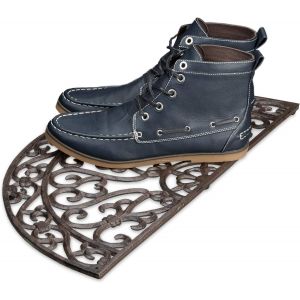 Tapis De Porte D'entr&eacute;e Rustique Rond En Fonte,2 X 60 X 31 Cm,Bronze - Neuf