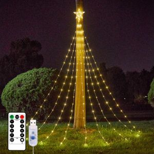 Jgd-Guirlande Lumineuse Sapin De No&euml;l Avec Etoile, 3 M &Eacute;tanche Guirlande Lumineuse Sapin No&euml;l Avec Etoile, 36 &times; 9 Led Lumi&egrave;re Exterieur Noel Avec T&eacute;l&eacute;commande 8 Modes, Leds Guirlande Lumineuse Pour N - Neuf
