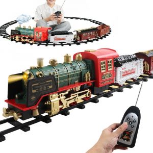Train &eacute;lectrique &agrave; vapeur avec t&eacute;l&eacute;commande, sons, lumi&egrave;res et circuit &agrave; monter soi-m&ecirc;me pour enfants - Neuf