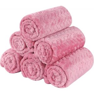 Couverture Pour Chien Chaton, 6 Pi&egrave;ces Moelleux &Eacute;pais En Flanelle Lavable Animaux Coussin Pour Petits Et Moyens Chiots Et Chatons Xh075 (76 X 52 Cm, Pink Wheat Ears) - Neuf