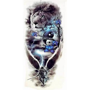 Ayuhr-Diamond Painting Lion Noir Et Blanc 40x80 Cm Peinture Diamant Ying Yang Lion Tableau Diamant Ying Et Yang Painting Diamant Tete De Mort Broderie Diamant Crane Diamond Painting Crâne Skull - Neuf