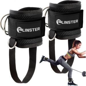 Lot De 2 Sangles De Cheville Pour Le Fitness Avec Corde Fixe,Kickbacks Avec 4 Anneaux En D Et N&eacute;opr&egrave;ne,(2 Pi&egrave;ces),Sangles De Cheville Pour Femmes Et Hommes,Fessiers Et Entra&icirc;nement Des Jambes - Neuf