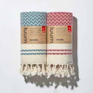 Ulteronixshop-Lot de 2 serviettes de sauna, de hammam, de plage, de pique-nique, de voyage, de sauna, en coton de qualit&eacute; sup&eacute;rieure, compactes, l&eacute;g&egrave;res, s&eacute;chage rapide, p&eacute;trole/rouge, 90 x 180 cm - Neuf