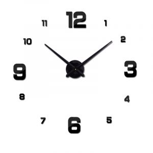 Horloge murale à quartz noire moderne et simple do-it-yourself, sans cadre, décoration murale pour cuisine, bureau, chambre et salle de séjour - Neuf