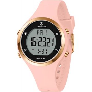 Nbgcm-Montre Femme Digitale Avec Bracelet En Silicone,Alarme, Chronomètre,Date,Eclairage,Compte À Rebours, Deuxième Fuseau Horair,Snooze - Neuf